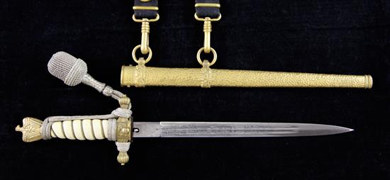 A Third Reich naval dagger by Carl Eickhorn, Solingen, overall 16.5in. incl. scabbard